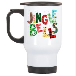 Red Plaid Jingle Bells Christmas Matching Family Pajama Stainless Steel Travel Mug