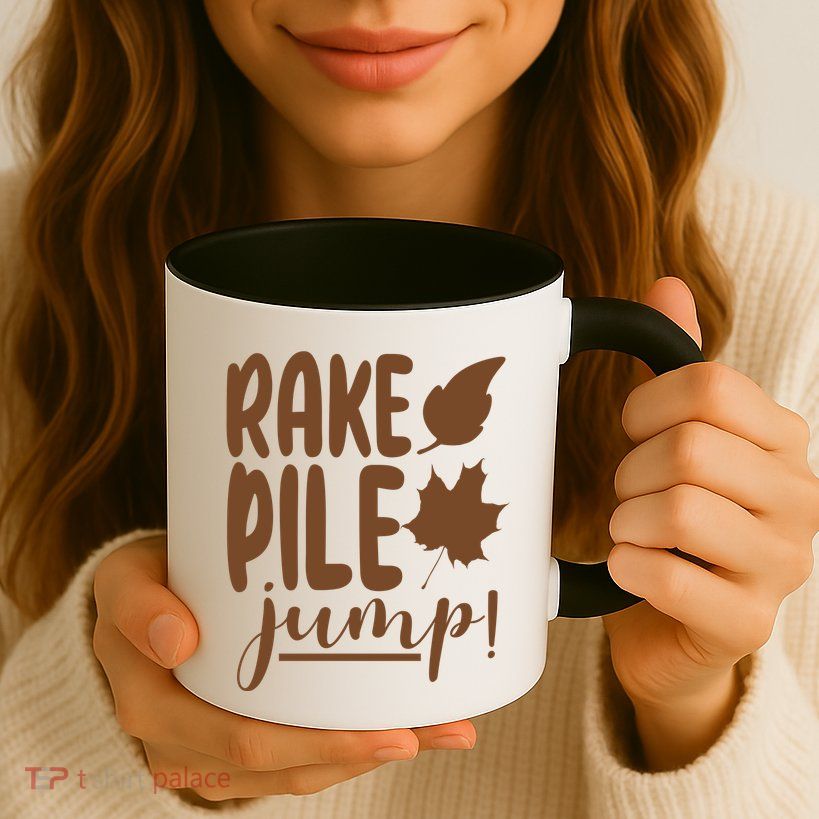 Rake Pile Jump Fall Lover Mug