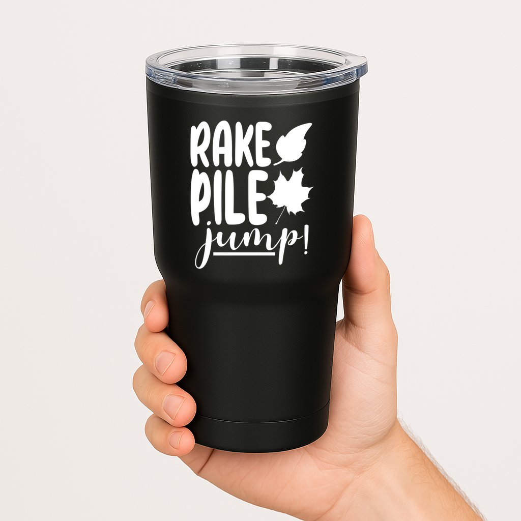Rake Pile Jump Fall Lover Tumbler
