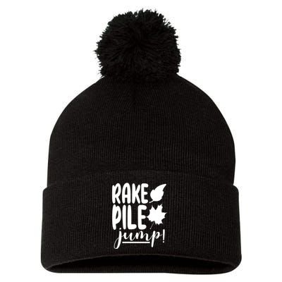 Rake Pile Jump Fall Lover Pom Pom 12in Knit Beanie