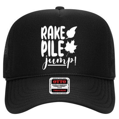 Rake Pile Jump Fall Lover Trucker Hat