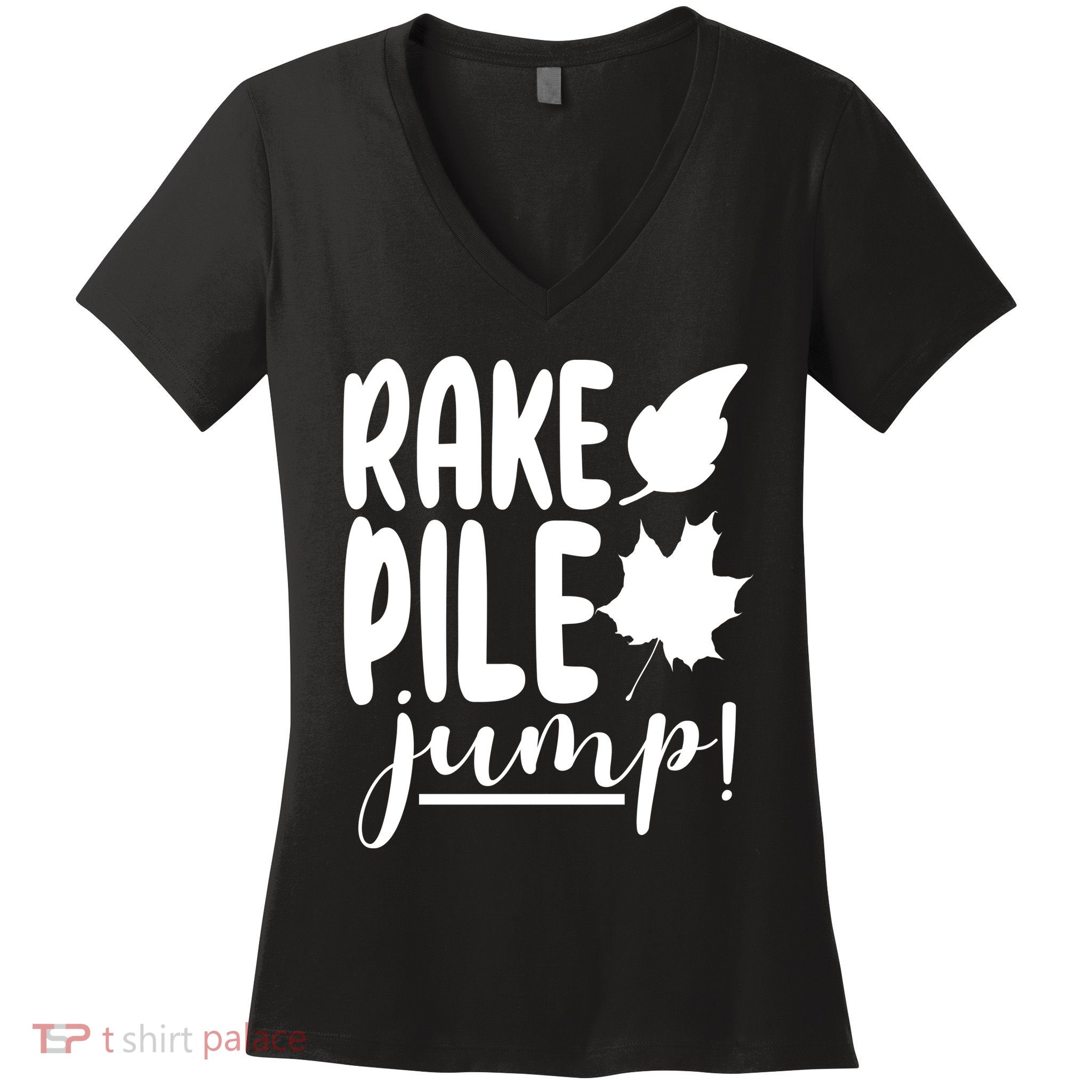 Rake Pile Jump Fall Lover Women's V-Neck T-Shirt