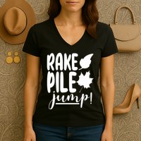 Rake Pile Jump Fall Lover Women's V-Neck T-Shirt