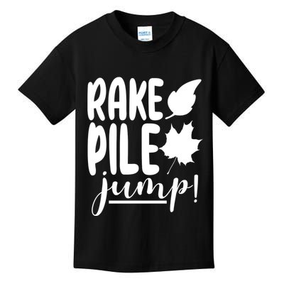 Rake Pile Jump Fall Lover Kids T-Shirt