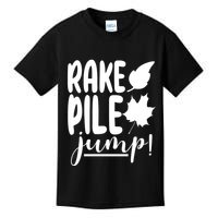 Rake Pile Jump Fall Lover Kids T-Shirt
