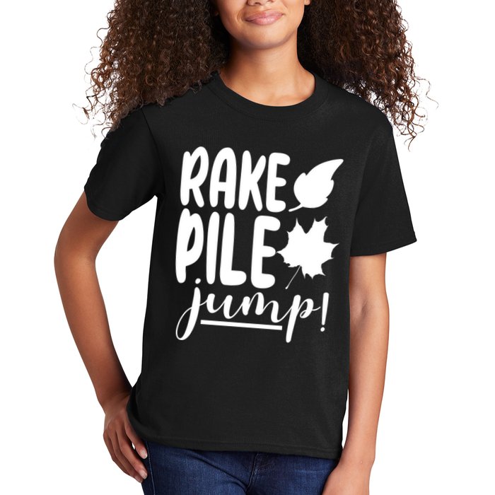 Rake Pile Jump Fall Lover Kids T-Shirt