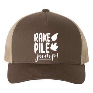 Rake Pile Jump Fall Lover Yupoong Adult 5-Panel Trucker Hat