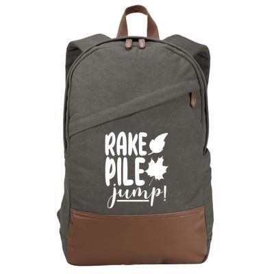 Rake Pile Jump Fall Lover Cotton Canvas Backpack
