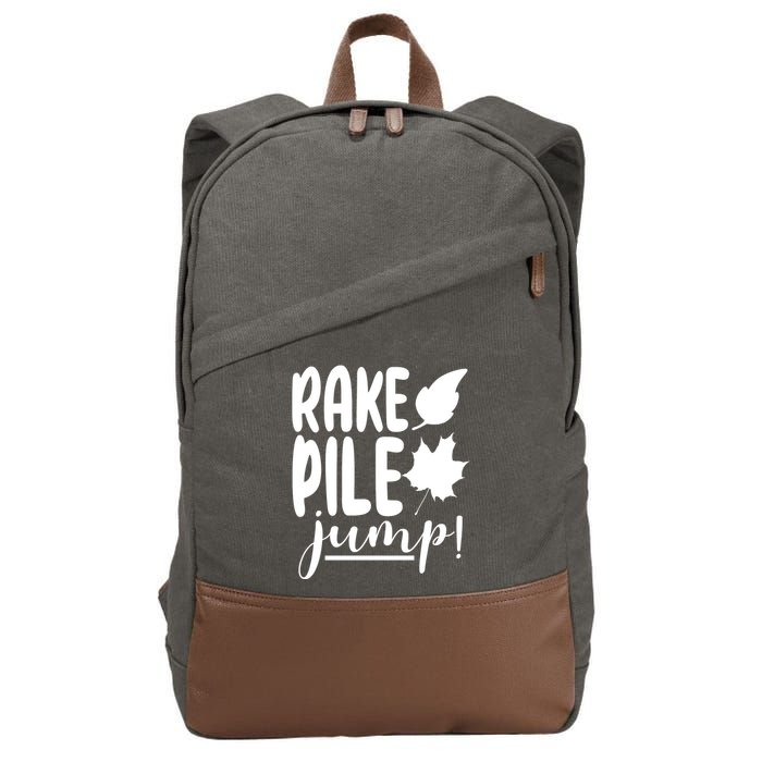 Rake Pile Jump Fall Lover Cotton Canvas Backpack