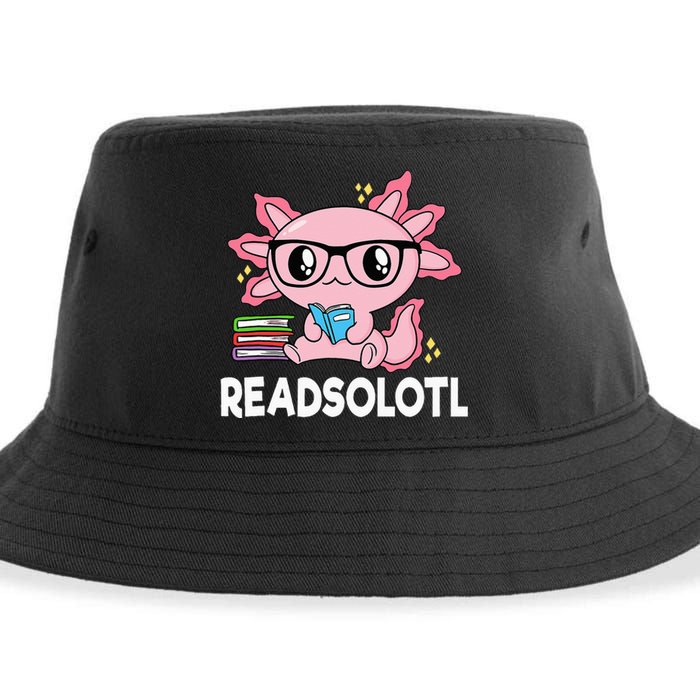 Readsolotl Pink Kawaii Axolotl Book Lover Funny Reading Sustainable Bucket Hat