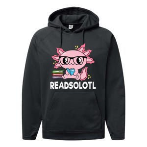 Readsolotl Pink Kawaii Axolotl Book Lover Funny Reading Performance Fleece Hoodie