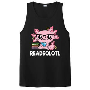 Readsolotl Pink Kawaii Axolotl Book Lover Funny Reading PosiCharge Competitor Tank