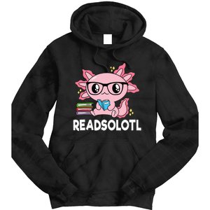 Readsolotl Pink Kawaii Axolotl Book Lover Funny Reading Tie Dye Hoodie