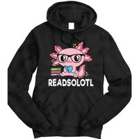 Readsolotl Pink Kawaii Axolotl Book Lover Funny Reading Tie Dye Hoodie