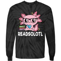 Readsolotl Pink Kawaii Axolotl Book Lover Funny Reading Tie-Dye Long Sleeve Shirt