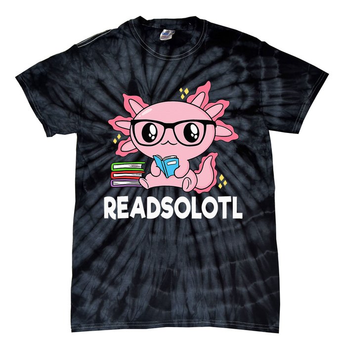 Readsolotl Pink Kawaii Axolotl Book Lover Funny Reading Tie-Dye T-Shirt