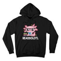 Readsolotl Pink Kawaii Axolotl Book Lover Funny Reading Tall Hoodie