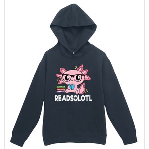 Readsolotl Pink Kawaii Axolotl Book Lover Funny Reading Urban Pullover Hoodie