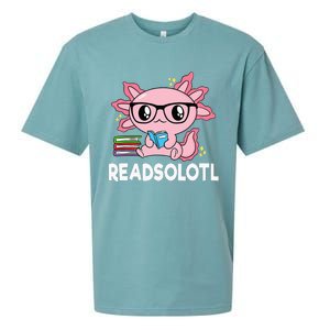 Readsolotl Pink Kawaii Axolotl Book Lover Funny Reading Sueded Cloud Jersey T-Shirt