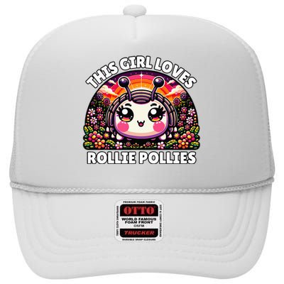 Roly Poly Kawaii Pill Bug This Girl Loves Rollie Pollies High Crown Mesh Back Trucker Hat