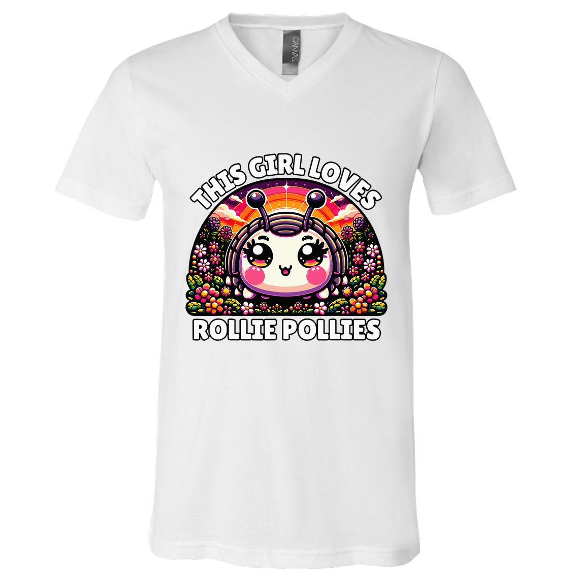 Roly Poly Kawaii Pill Bug This Girl Loves Rollie Pollies V-Neck T-Shirt