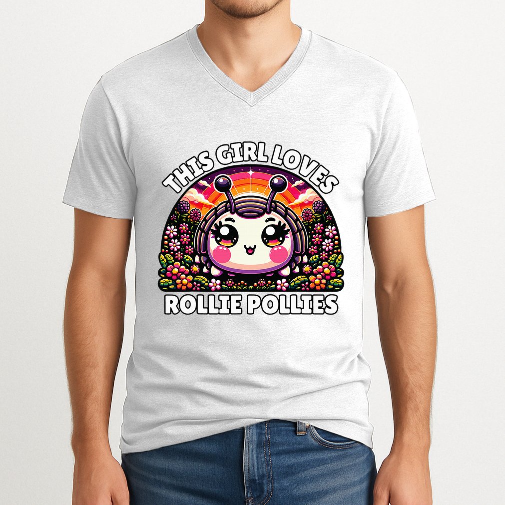Roly Poly Kawaii Pill Bug This Girl Loves Rollie Pollies V-Neck T-Shirt