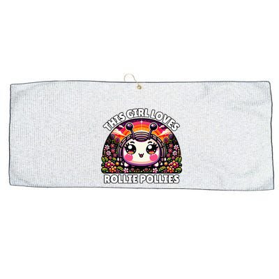Roly Poly Kawaii Pill Bug This Girl Loves Rollie Pollies Large Microfiber Waffle Golf Towel