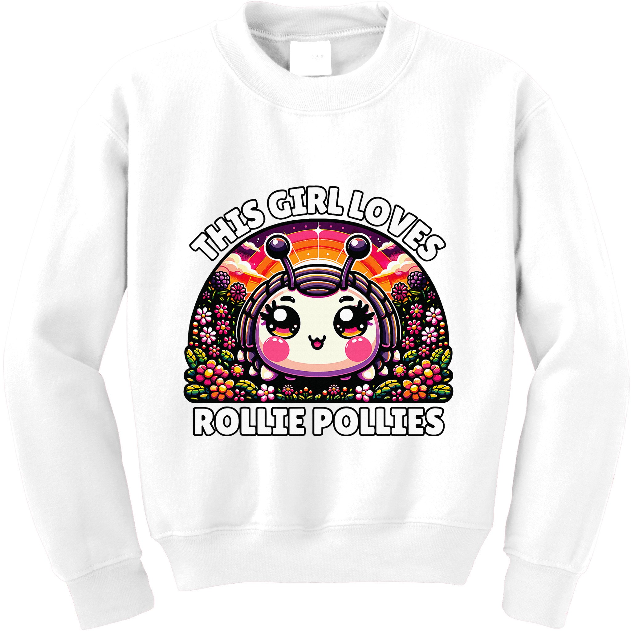 Roly Poly Kawaii Pill Bug This Girl Loves Rollie Pollies Kids Sweatshirt