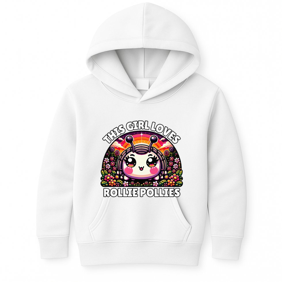 Roly Poly Kawaii Pill Bug This Girl Loves Rollie Pollies Kids Hoodie