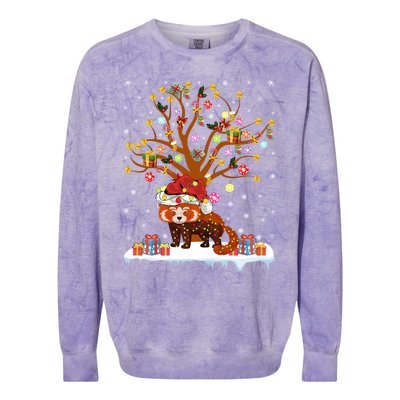 Red Panda Lighting Xmas Tree Gift Red Panda Christmas Tree Great Gift Colorblast Crewneck Sweatshirt