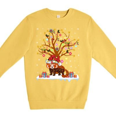 Red Panda Lighting Xmas Tree Gift Red Panda Christmas Tree Great Gift Premium Crewneck Sweatshirt