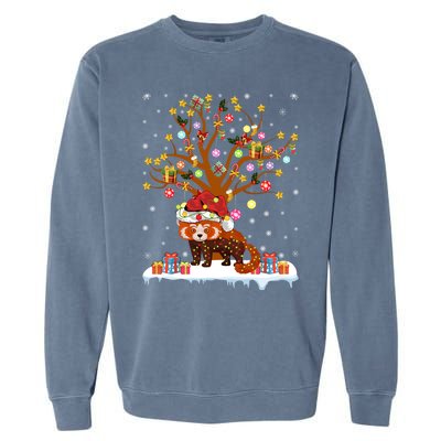 Red Panda Lighting Xmas Tree Gift Red Panda Christmas Tree Great Gift Garment-Dyed Sweatshirt