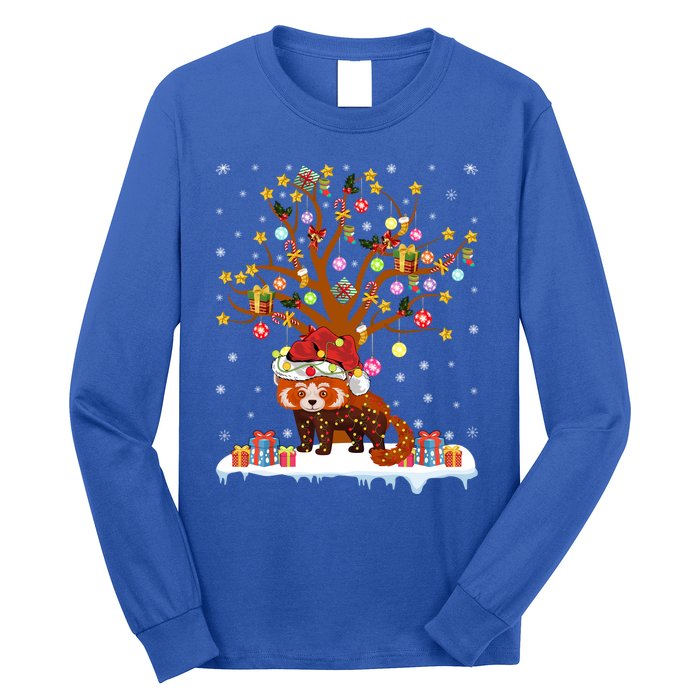 Red Panda Lighting Xmas Tree Gift Red Panda Christmas Tree Great Gift Long Sleeve Shirt