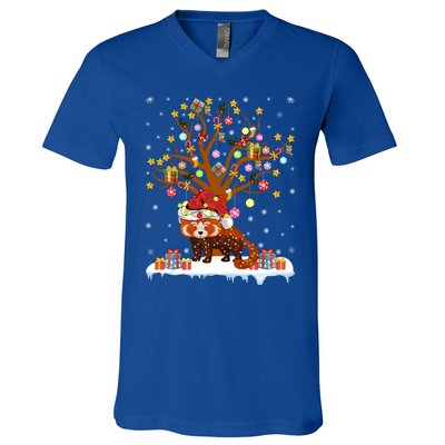 Red Panda Lighting Xmas Tree Gift Red Panda Christmas Tree Great Gift V-Neck T-Shirt