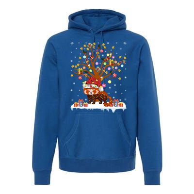 Red Panda Lighting Xmas Tree Gift Red Panda Christmas Tree Great Gift Premium Hoodie