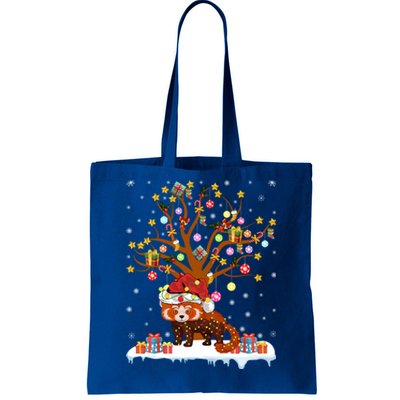 Red Panda Lighting Xmas Tree Gift Red Panda Christmas Tree Great Gift Tote Bag