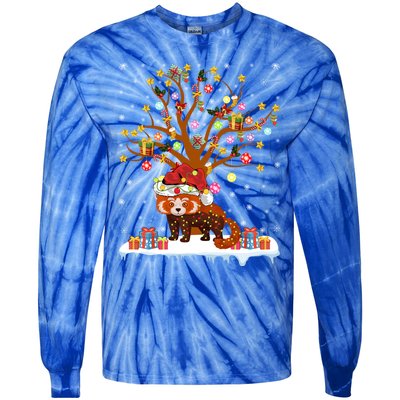 Red Panda Lighting Xmas Tree Gift Red Panda Christmas Tree Great Gift Tie-Dye Long Sleeve Shirt