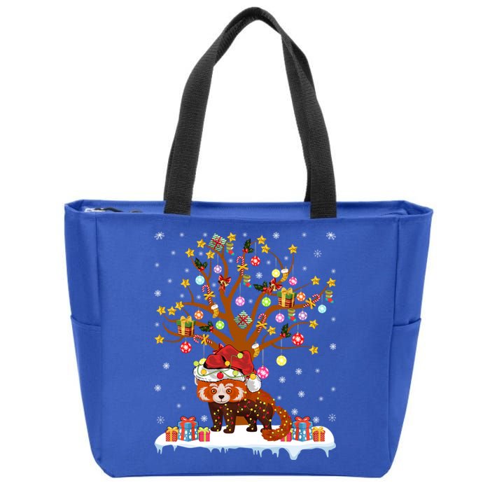 Red Panda Lighting Xmas Tree Gift Red Panda Christmas Tree Great Gift Zip Tote Bag