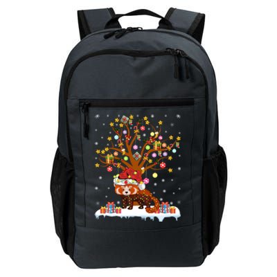 Red Panda Lighting Xmas Tree Gift Red Panda Christmas Tree Great Gift Daily Commute Backpack