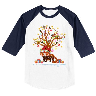 Red Panda Lighting Xmas Tree Gift Red Panda Christmas Tree Great Gift Baseball Sleeve Shirt