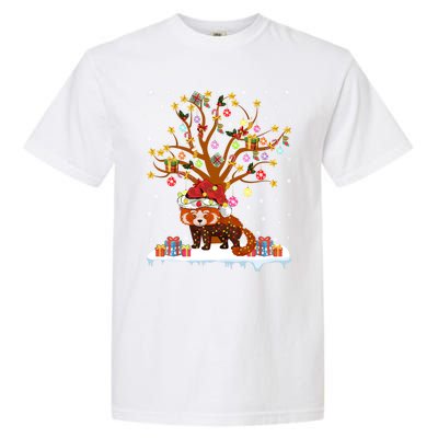 Red Panda Lighting Xmas Tree Gift Red Panda Christmas Tree Great Gift Garment-Dyed Heavyweight T-Shirt