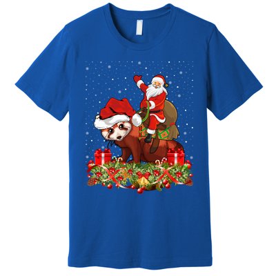 Red Panda Lover Xmas Gift Santa Riding Red Panda Christmas Funny Gift Premium T-Shirt