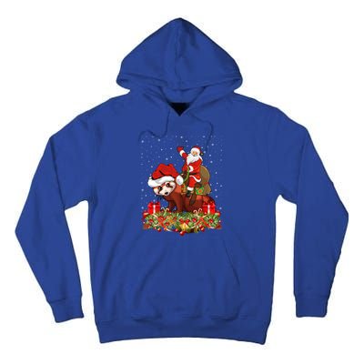 Red Panda Lover Xmas Gift Santa Riding Red Panda Christmas Funny Gift Tall Hoodie