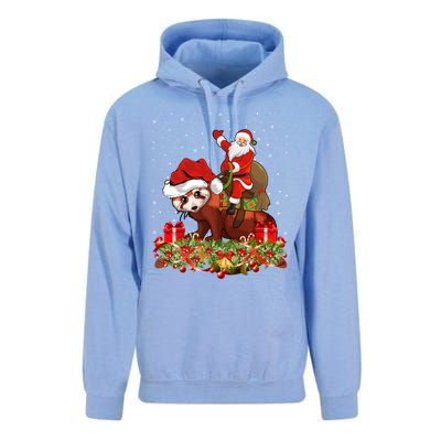 Red Panda Lover Xmas Gift Santa Riding Red Panda Christmas Funny Gift Unisex Surf Hoodie