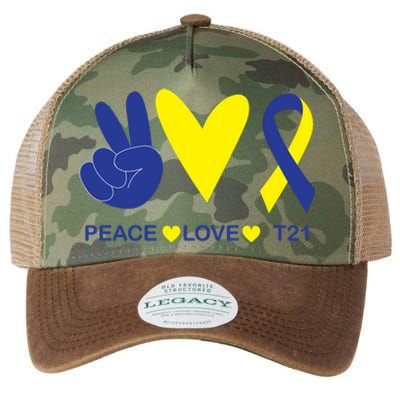 Ribbon Peace Love T21 Down Syndrome Awareness Gift Legacy Tie Dye Trucker Hat