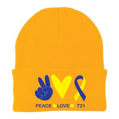 Ribbon Peace Love T21 Down Syndrome Awareness Gift Knit Cap Winter Beanie