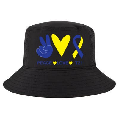 Ribbon Peace Love T21 Down Syndrome Awareness Gift Cool Comfort Performance Bucket Hat