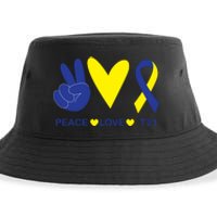 Ribbon Peace Love T21 Down Syndrome Awareness Gift Sustainable Bucket Hat