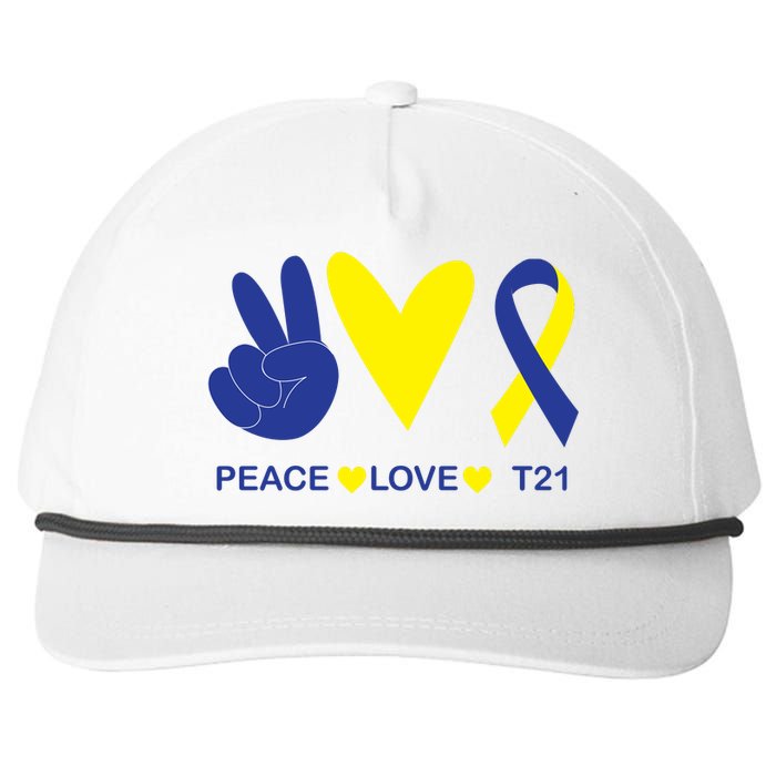 Ribbon Peace Love T21 Down Syndrome Awareness Gift Snapback Five-Panel Rope Hat