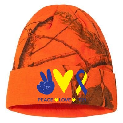 Ribbon Peace Love T21 Down Syndrome Awareness Gift Kati Licensed 12" Camo Beanie